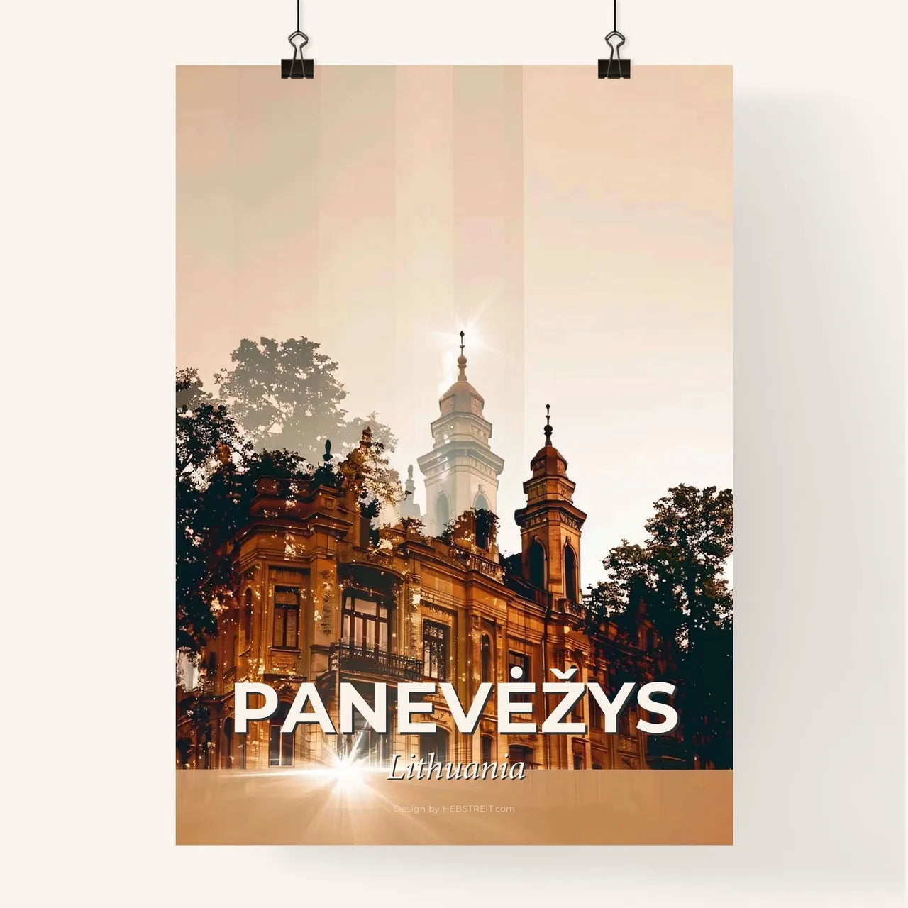 Panevezys Skyline Double Exposure Bright Poster Poster