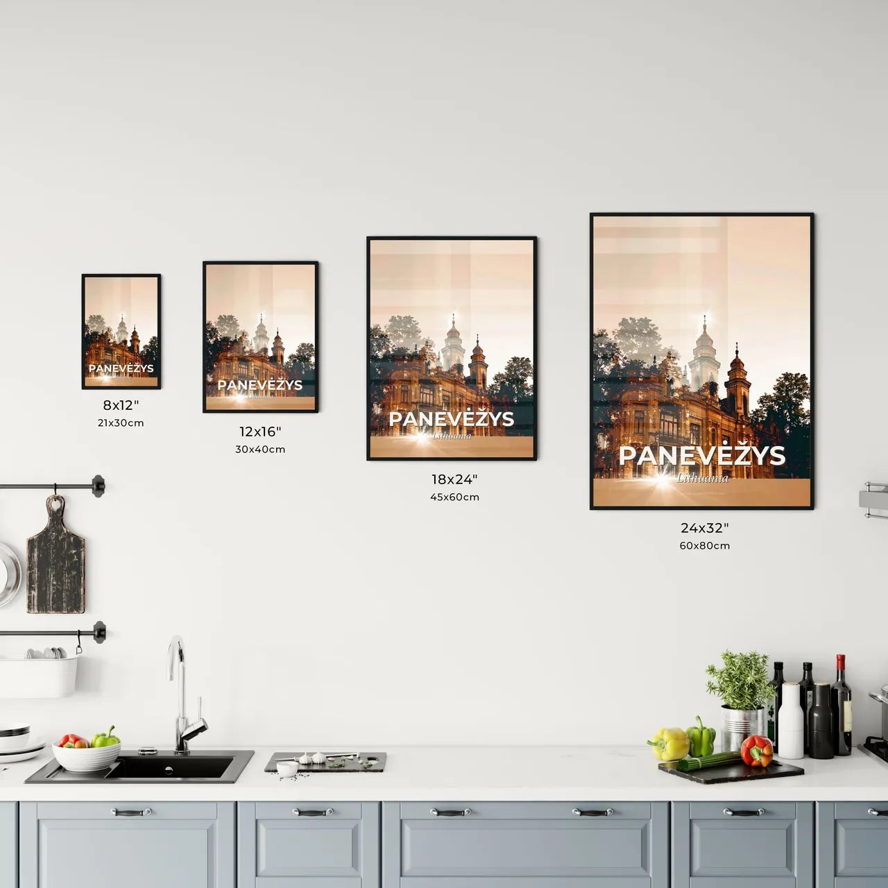 Panevezys Skyline Double Exposure Bright Poster Office Art