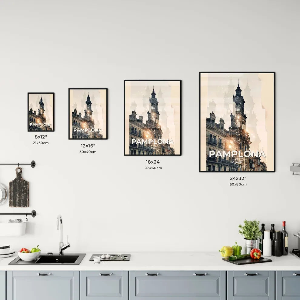 Pamplona Double Exposure Skyline Poster Office Art