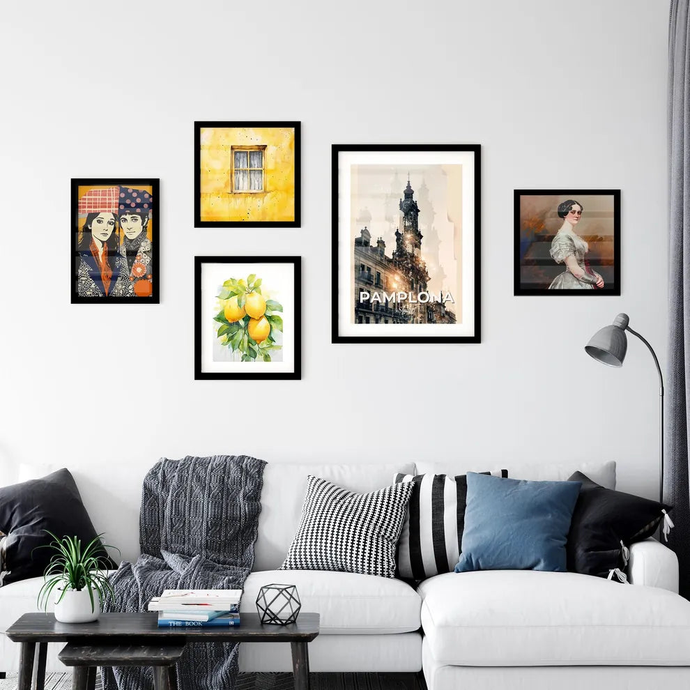 Pamplona Double Exposure Skyline Poster Wall Art