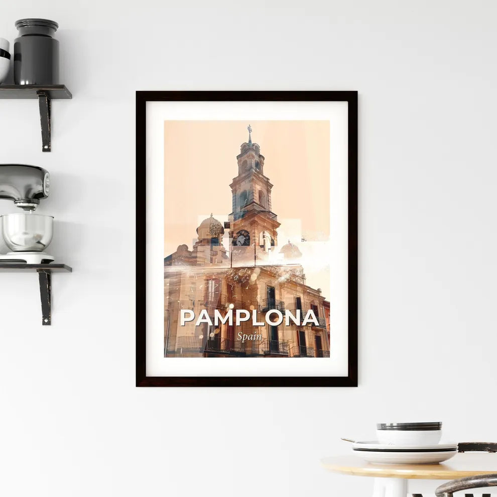Pamplona City Skyline Architecture Icons Poster Art Framed Print