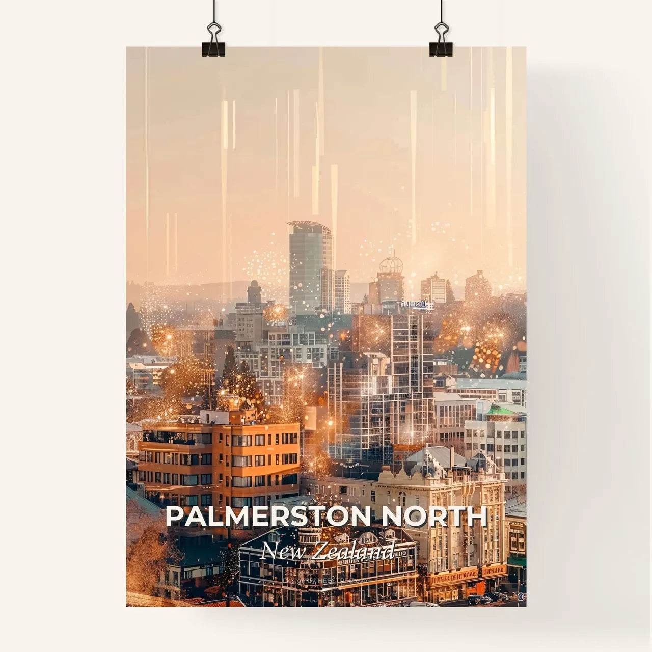 Palmerston North Art Deco Skyline Panorama Poster