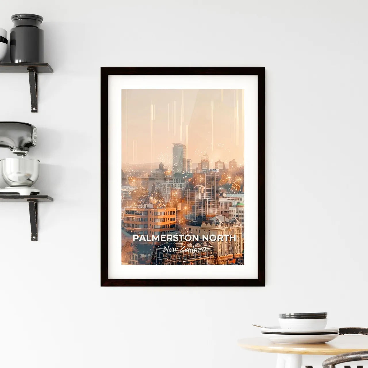 Palmerston North Art Deco Skyline Panorama Framed Print