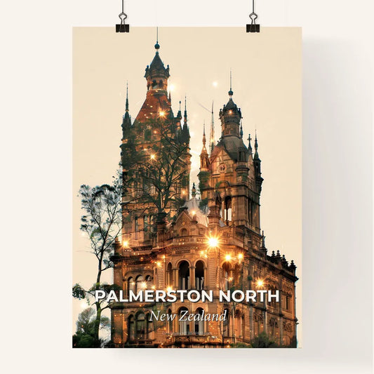 Palmerston North City Skyline Landmarks Bright Beige Poster Poster