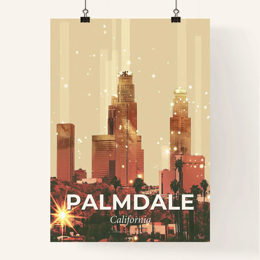 Palmdale Skyline Icons Double Exposure Art Print Poster
