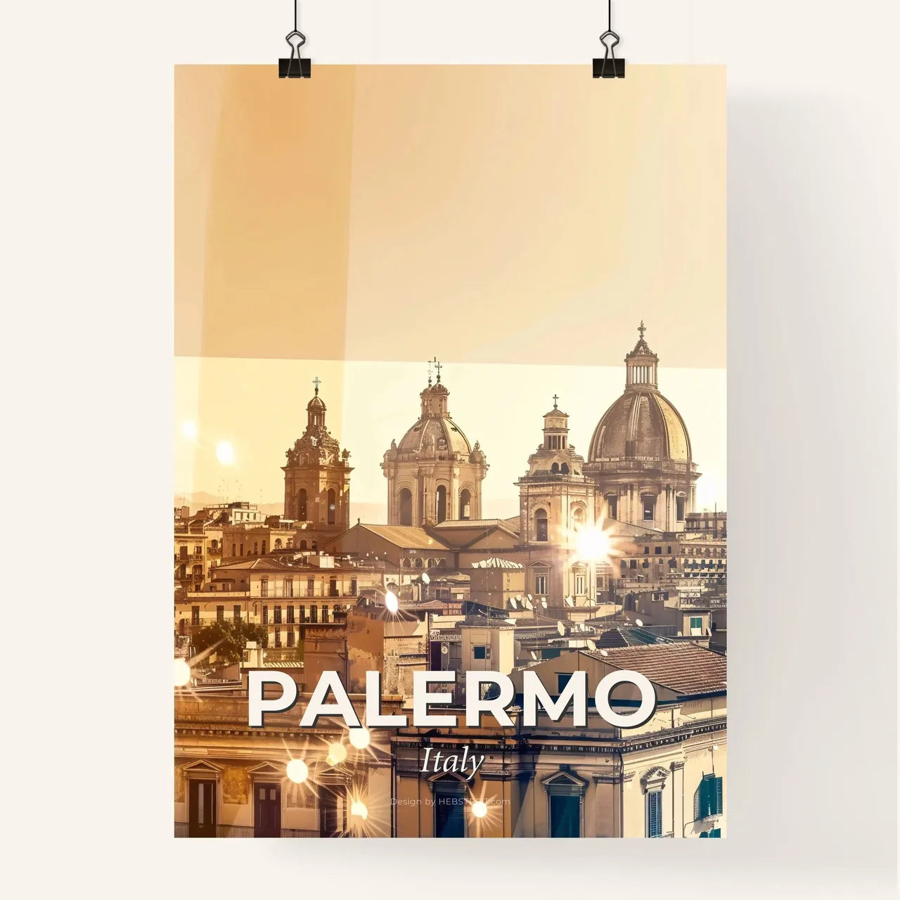 Palermo Skyline Double Exposure Art Cityscape Poster