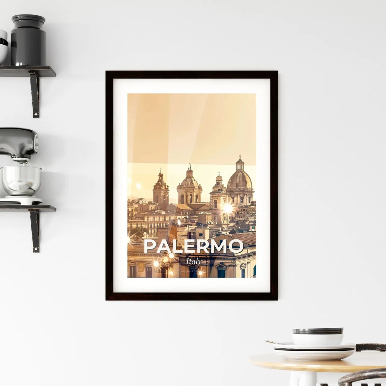 Palermo Skyline Double Exposure Art Cityscape Framed Print