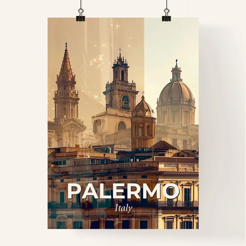 Palermo: Double Exposure City Skyline Art Poster