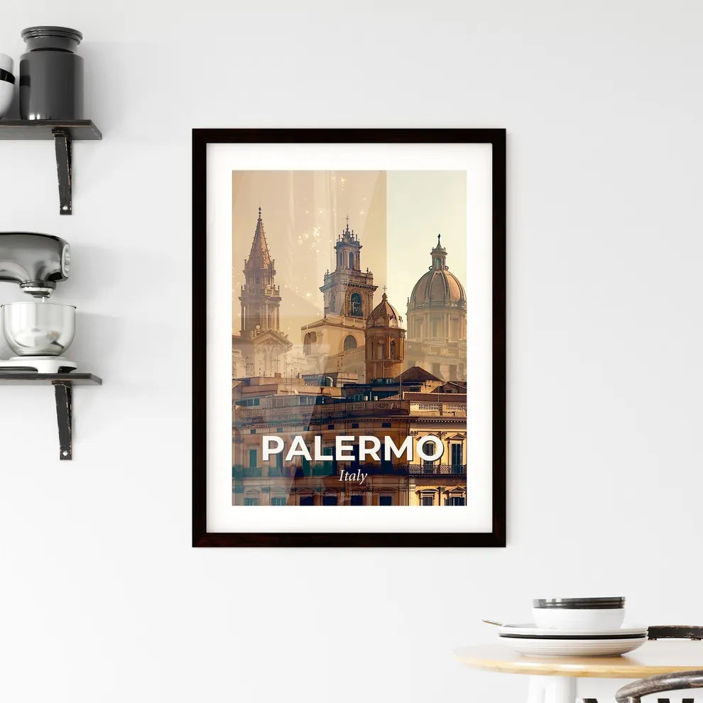 Palermo: Double Exposure City Skyline Art Framed Print