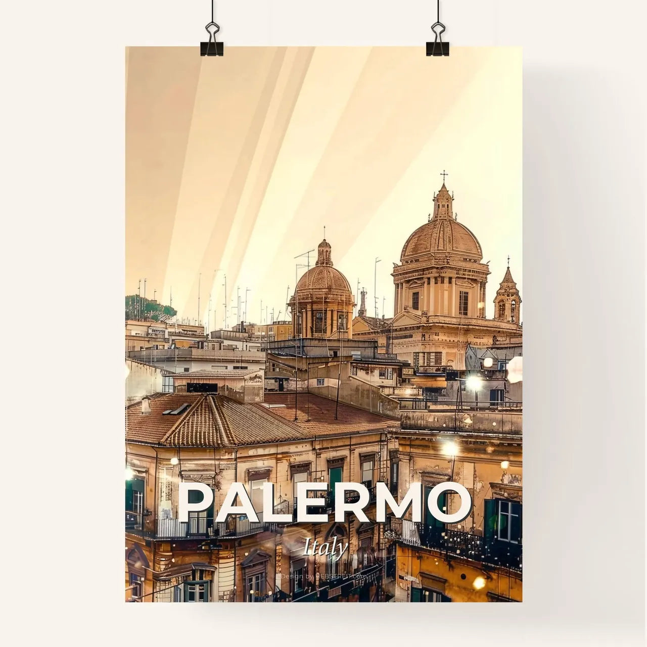 Palermo City Skyline Composite Artwork Poster
