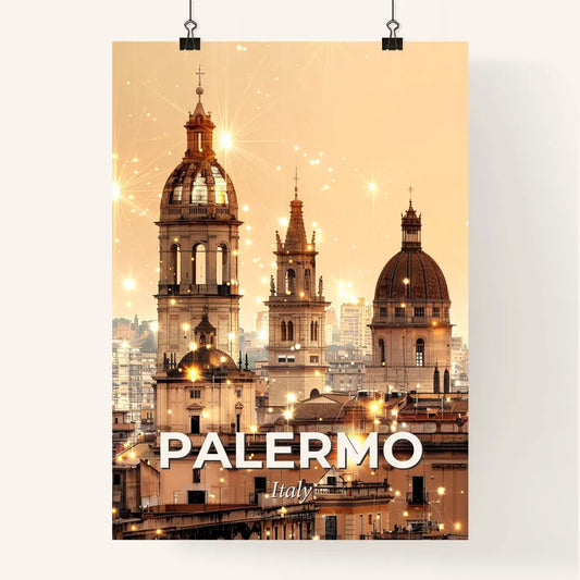 Palermo City Skyline Double Exposure Art Print Poster