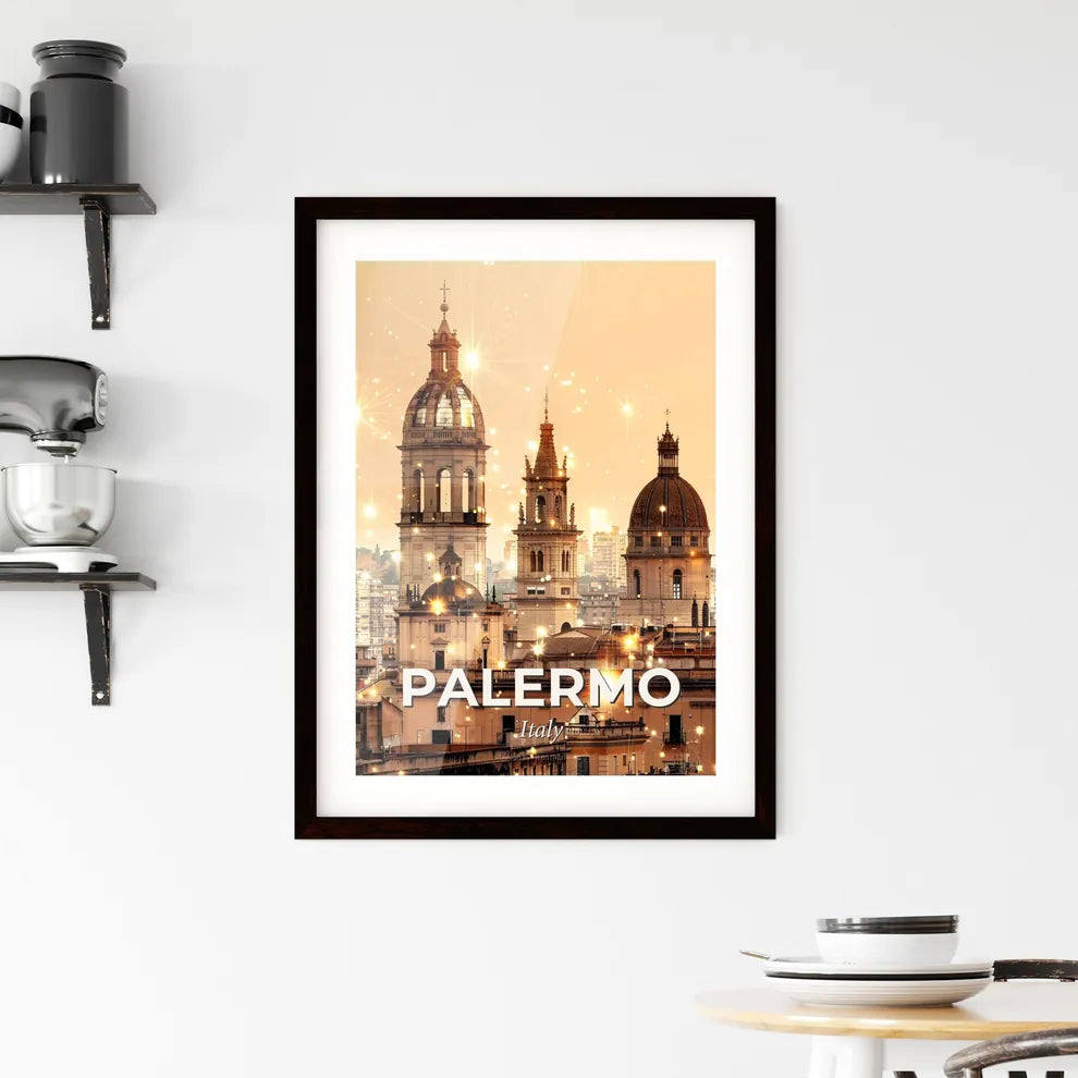 Palermo City Skyline Double Exposure Art Print Framed Print