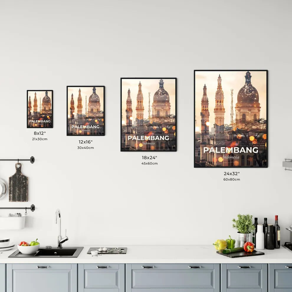Palembang Skyline Double Exposure Art Poster Office Art