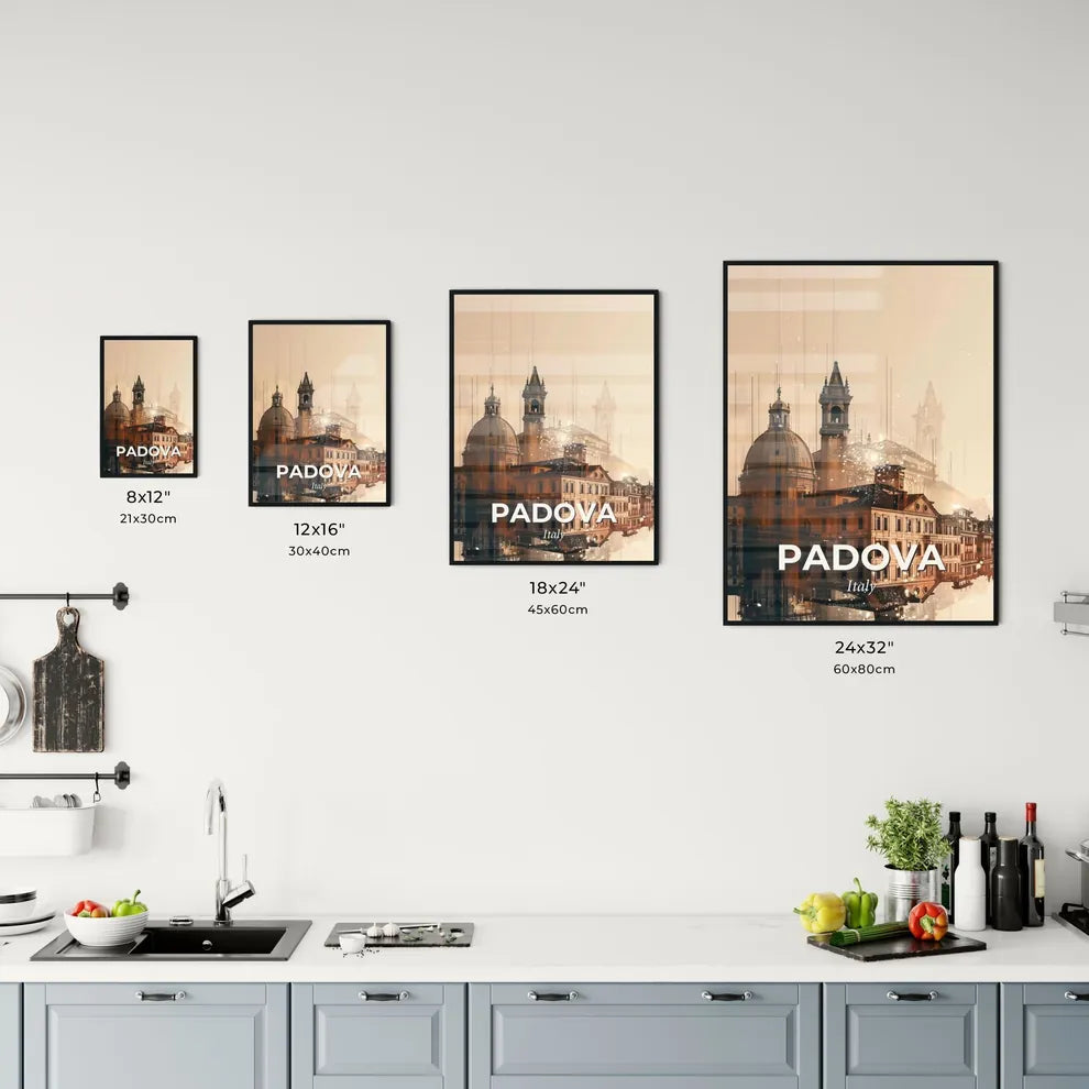 Padua Skyline Iconic Architecture Beige Poster Office Art