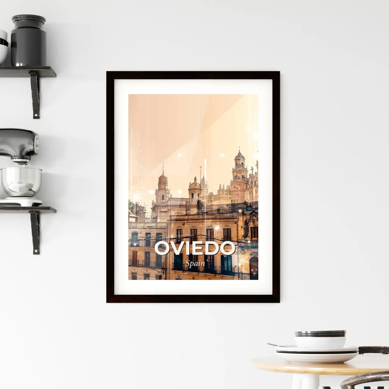 Oviedo Skyline Double Exposure Composite Cityscape Poster Art Framed Print