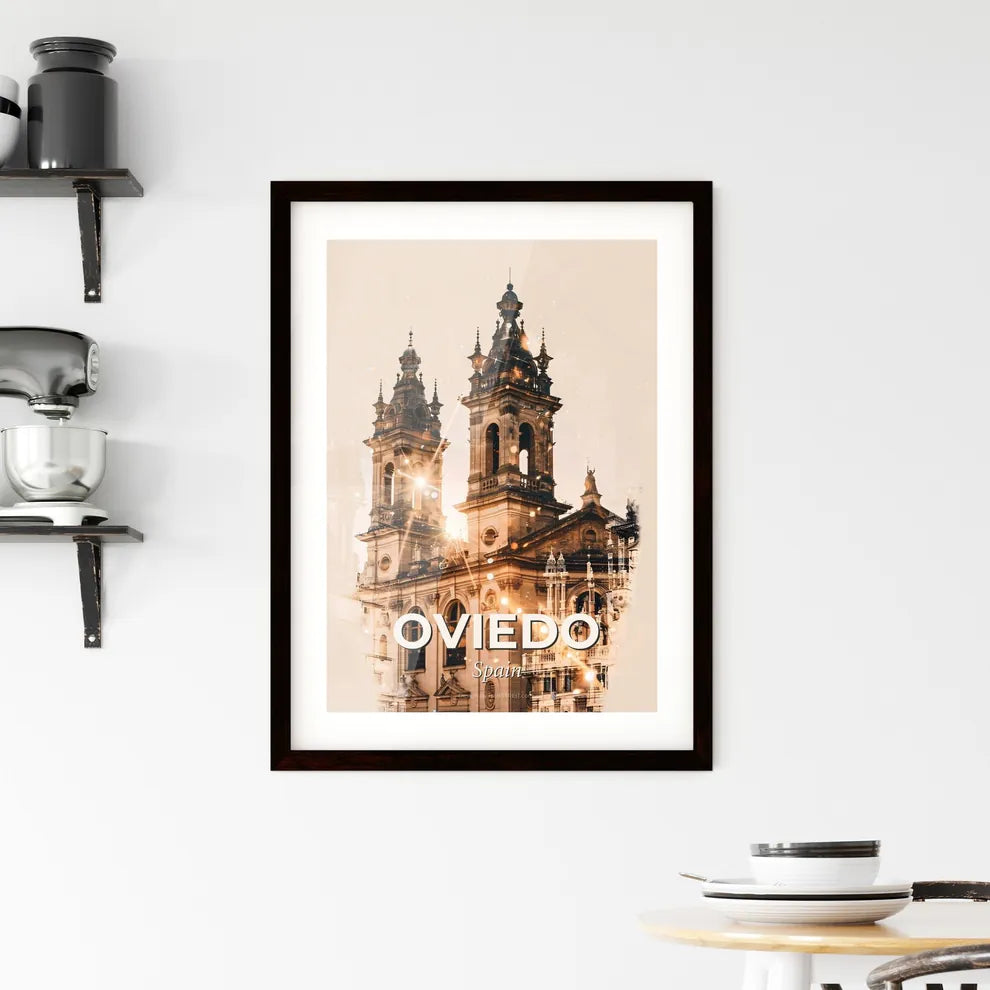 Oviedo: City Icons on the Lights Framed Print