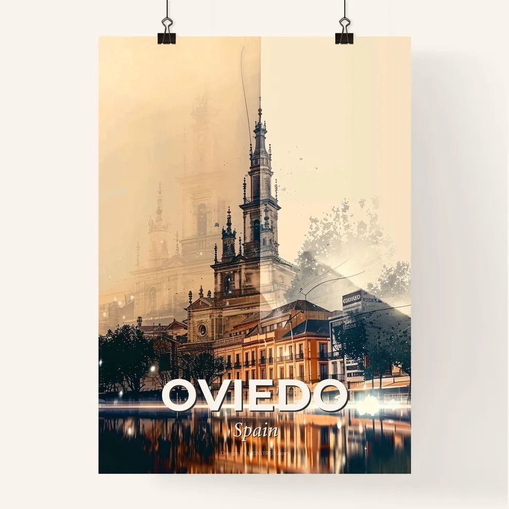 Oviedo: Skyline Panorama Poster in Local Hues Poster