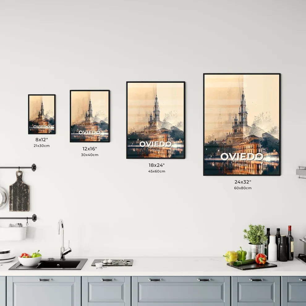 Oviedo: Skyline Panorama Poster in Local Hues Office Art