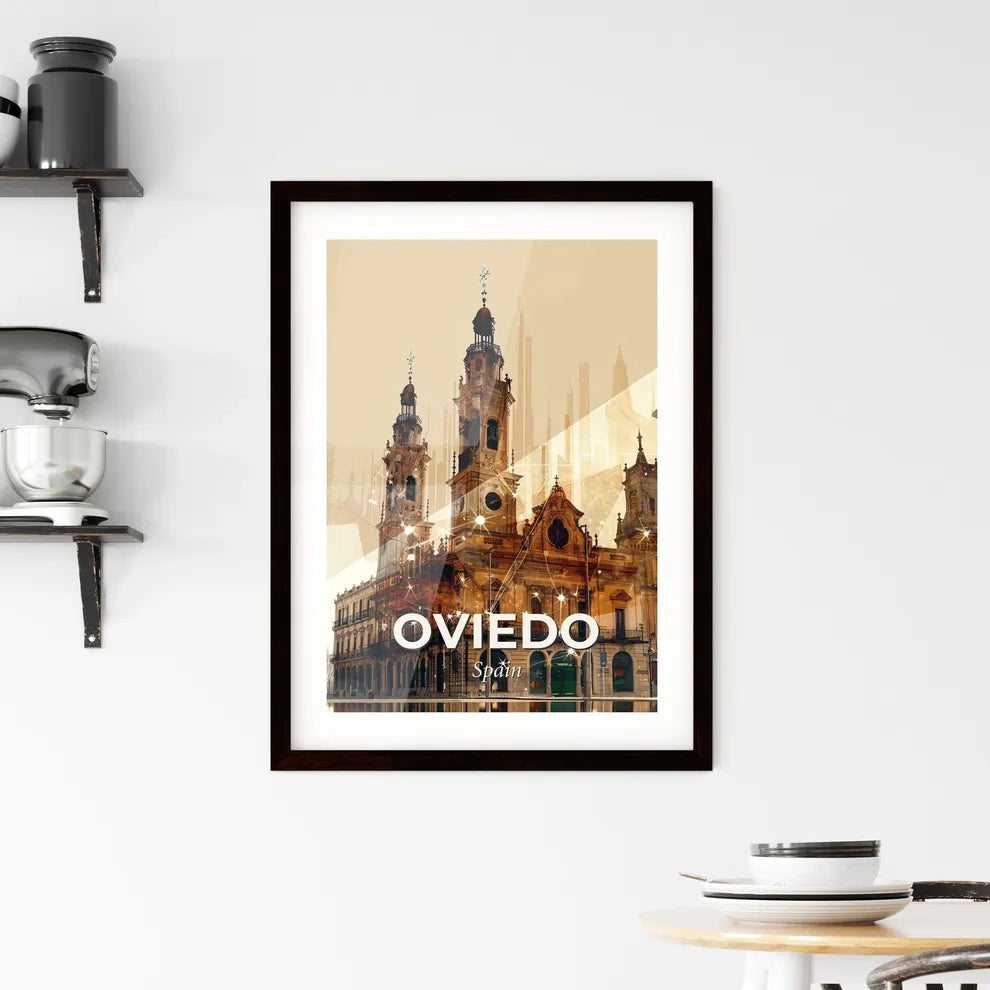 Oviedo Skyline Night Magic Art Poster Framed Print