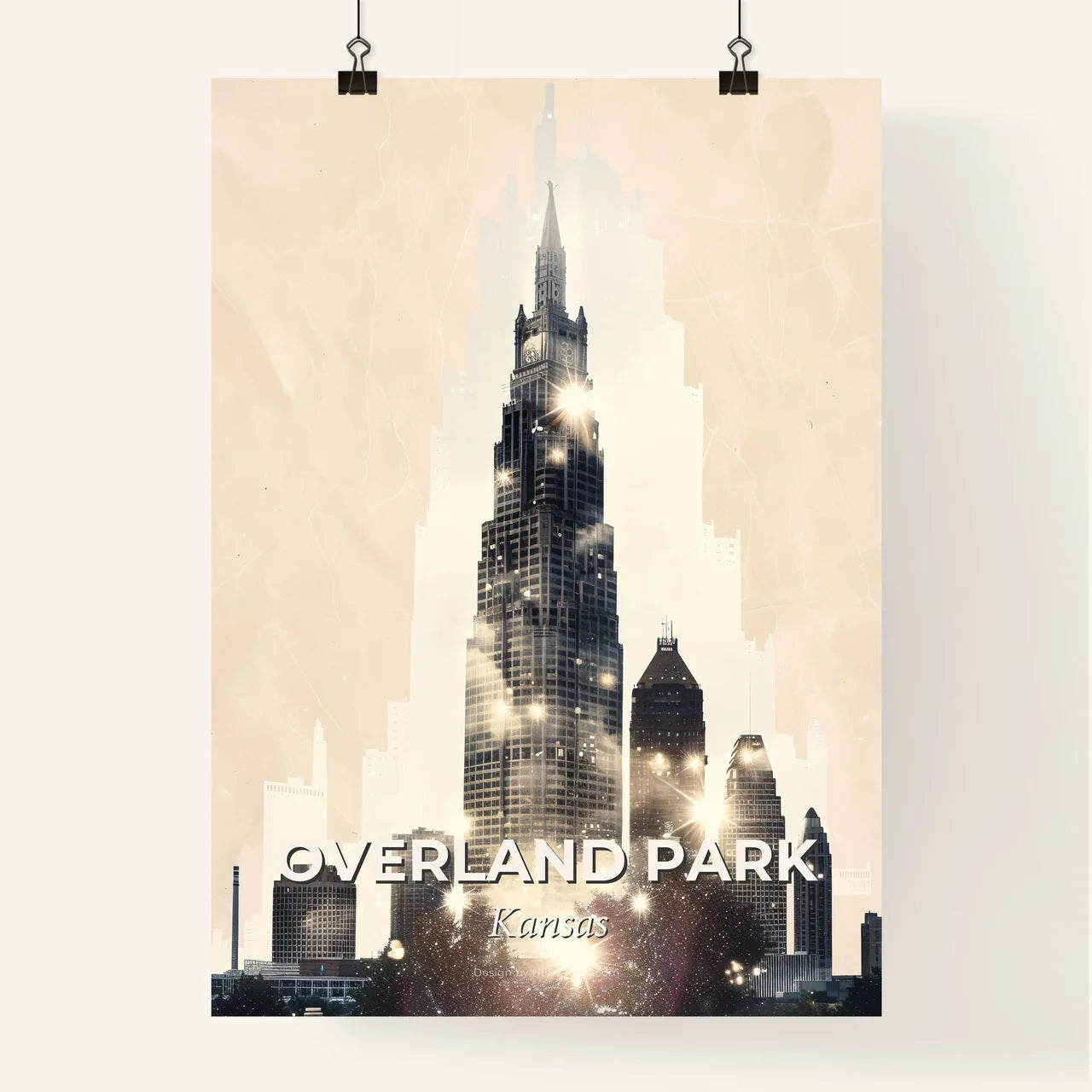 Overland Park Skyline with Local Architecture Icons Poster