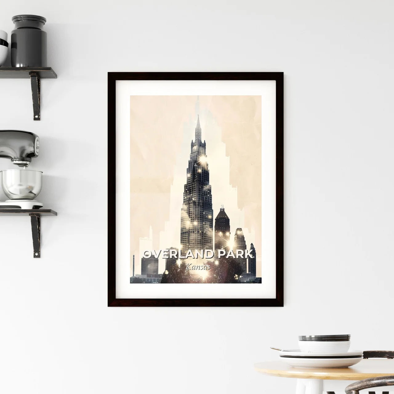 Overland Park Skyline with Local Architecture Icons Framed Print
