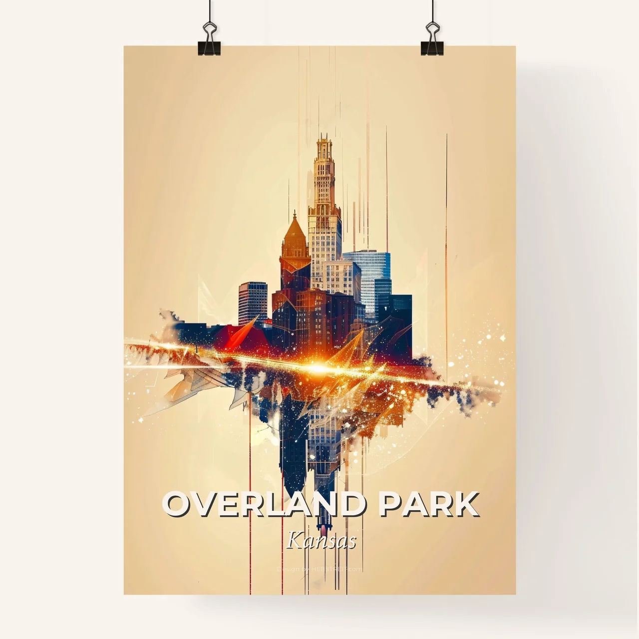 Overland Park Skyline Composite Art Cityscape Poster Poster