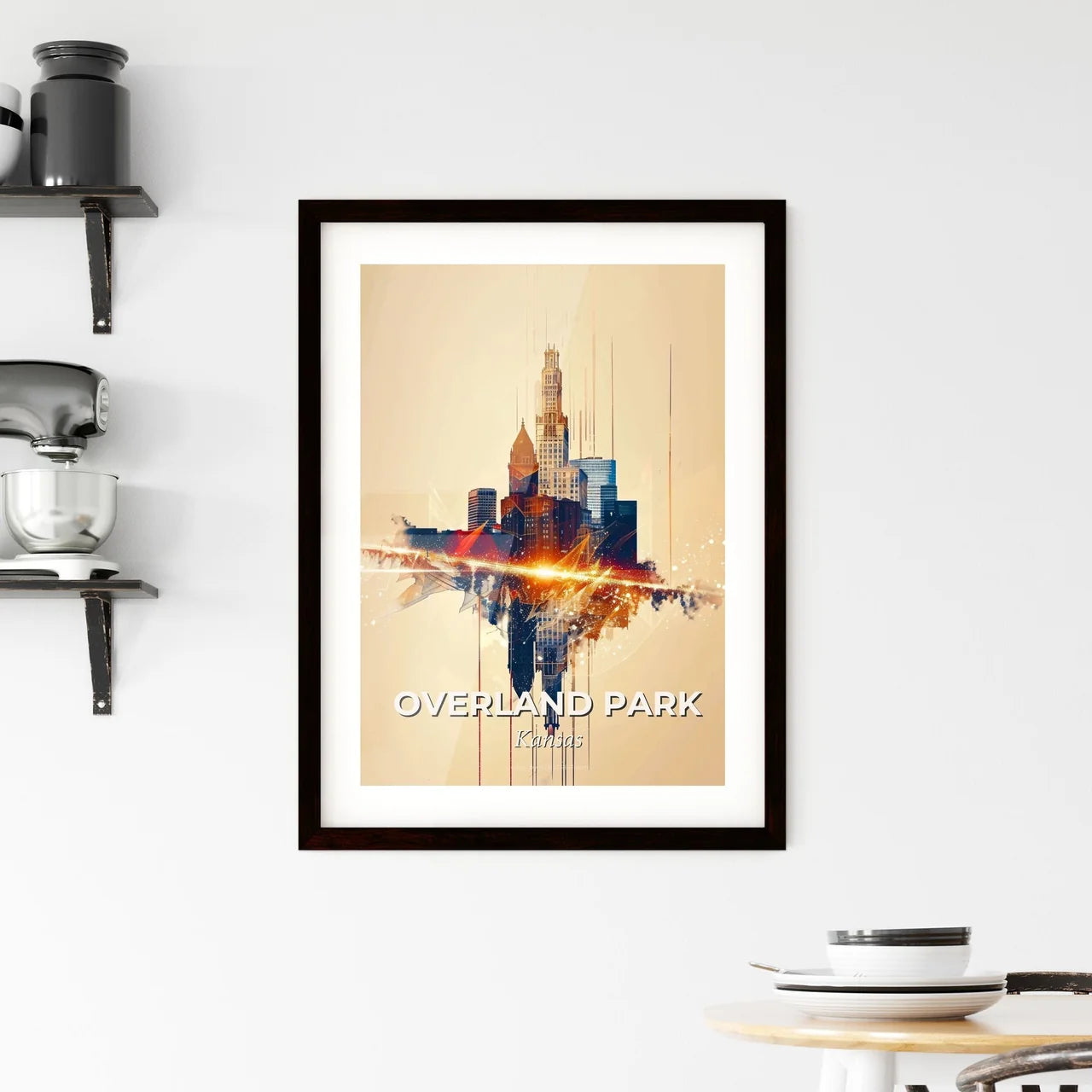 Overland Park Skyline Composite Art Cityscape Poster Framed Print