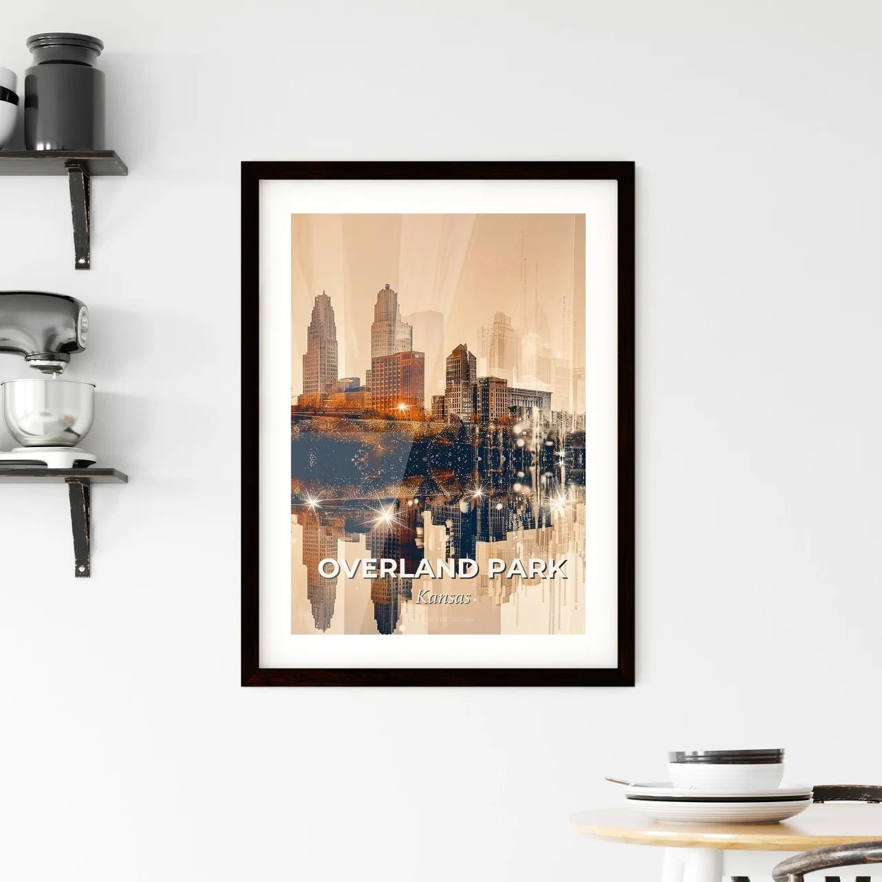 Overland Park Kansas Double Exposure Skyline Framed Print