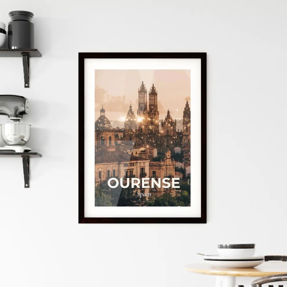 Ourense Symphony in Beige with Sparkles Framed Print