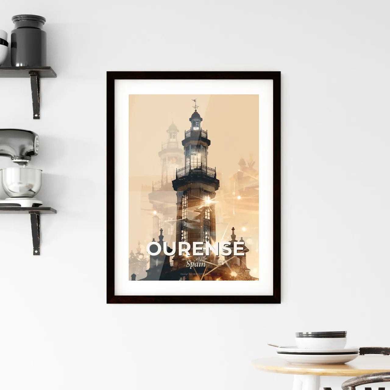 Ourense City Skyline Composite Art Poster Framed Print