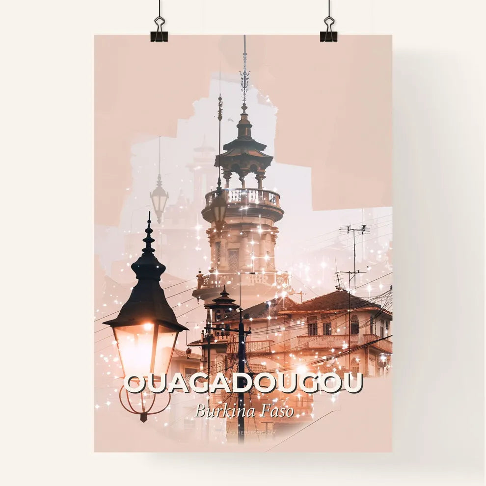 Ouagadougou: Local Architectural Skyline Art in a Beige Dream Poster