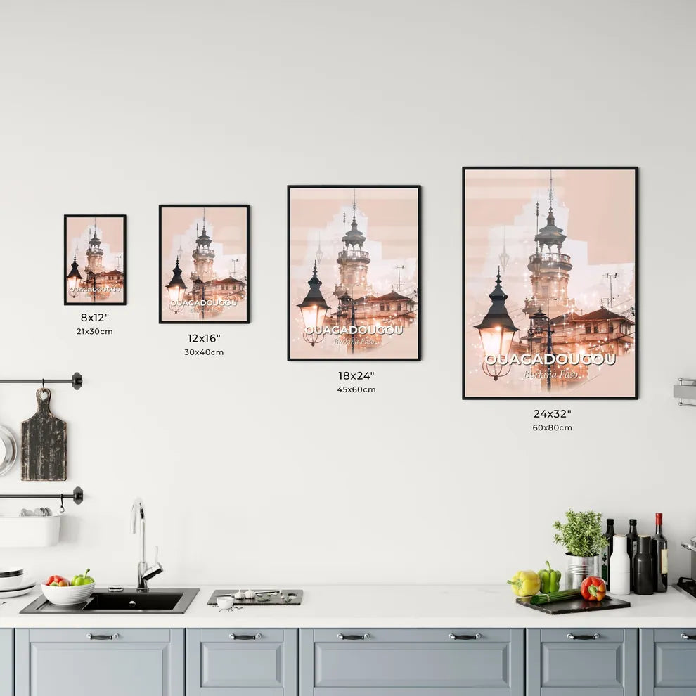 Ouagadougou: Local Architectural Skyline Art in a Beige Dream Office Art