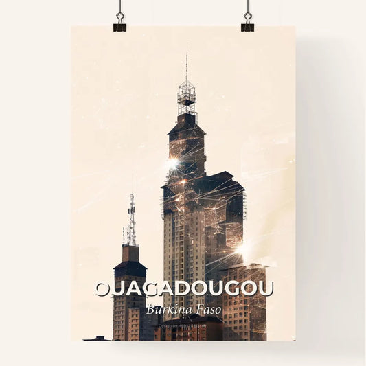 Ouagadougou Skyline Double Exposure Art Poster Poster