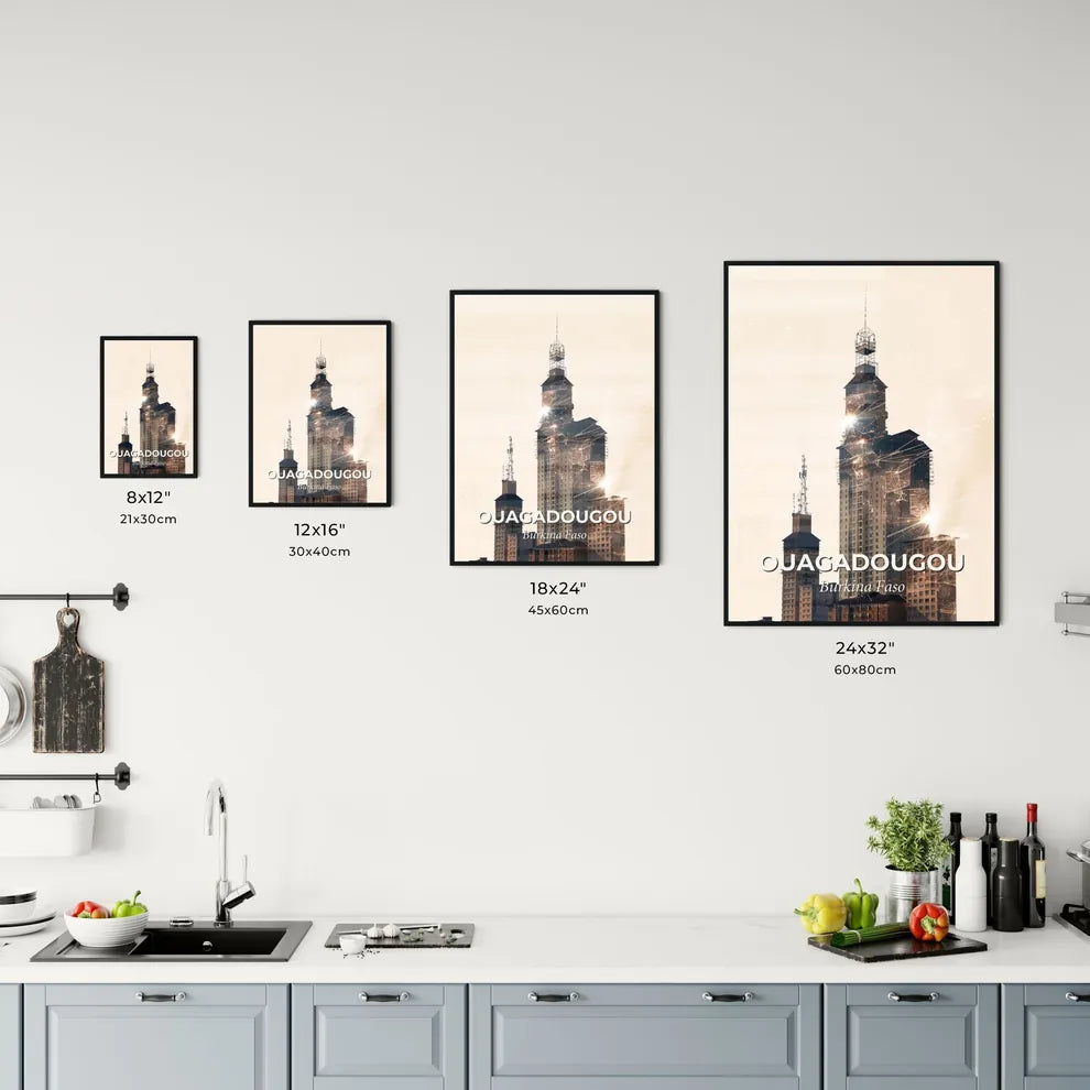 Ouagadougou Skyline Double Exposure Art Poster Office Art