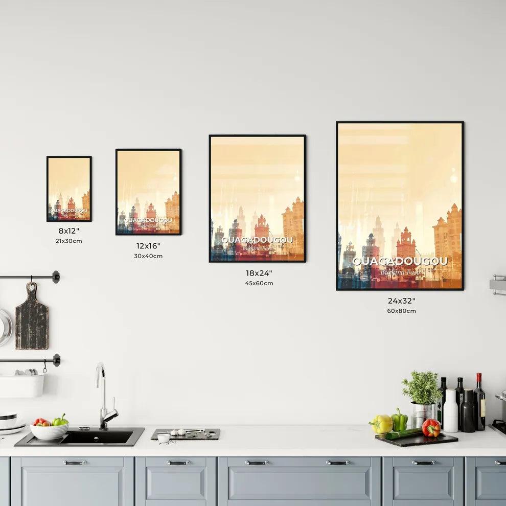 Ouagadougou Skyline Poster with Local Architecture Icons Office Art