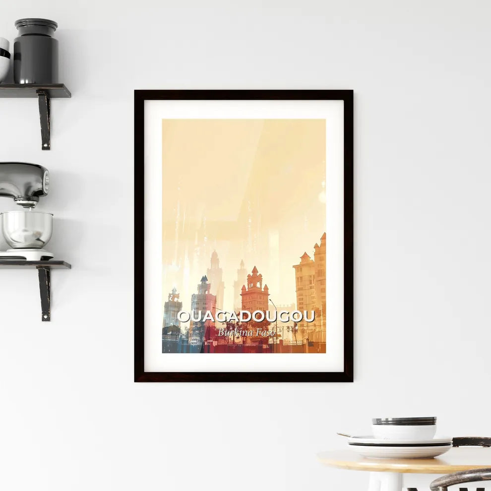 Ouagadougou Skyline Poster with Local Architecture Icons Framed Print