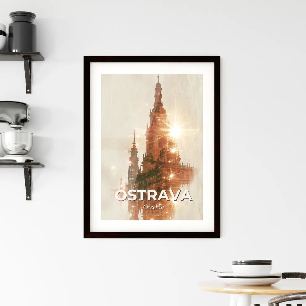 Ostrava Skyline Cityscape Modern Poster Art Framed Print