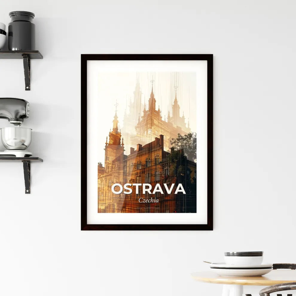 Ostrava City Blisters Bright Beige Poster Art Framed Print