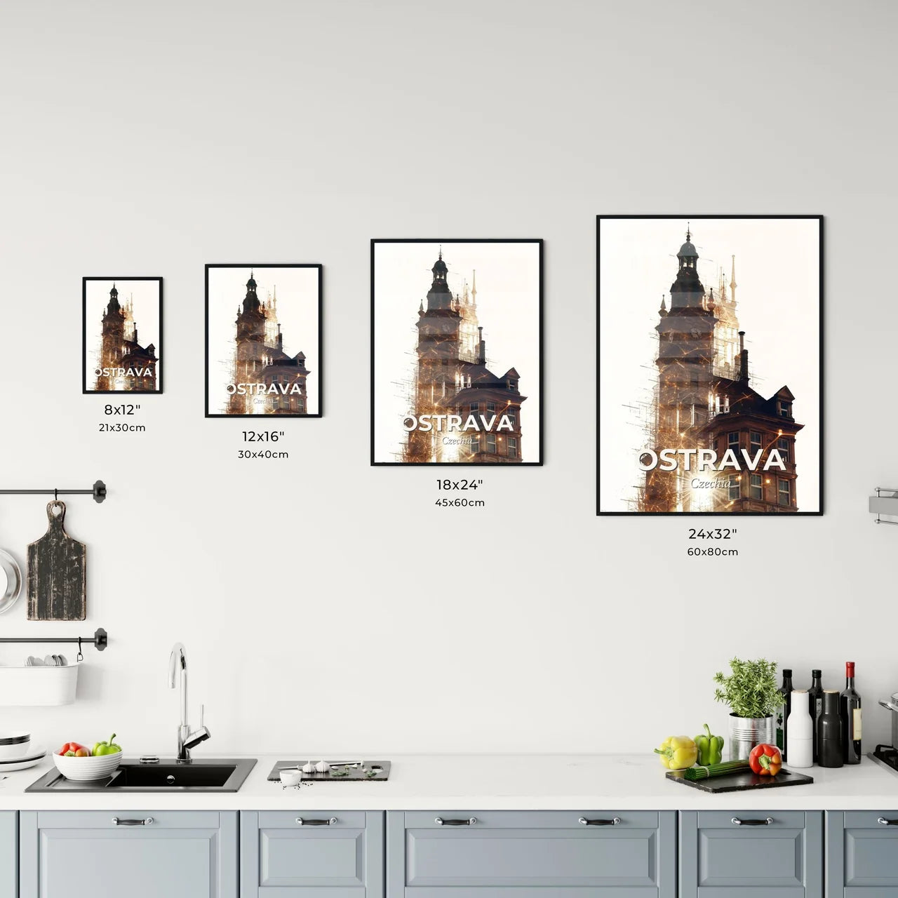Ostrava Skyline Double Exposure Art Print Office Art