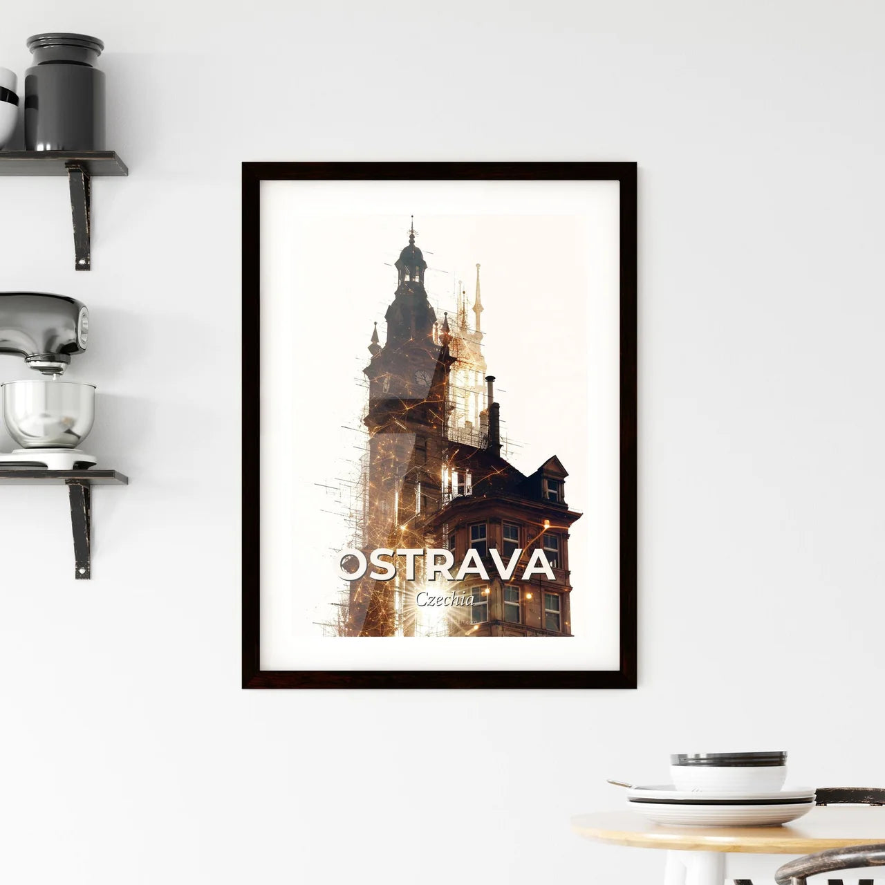 Ostrava Skyline Double Exposure Art Print Framed Print