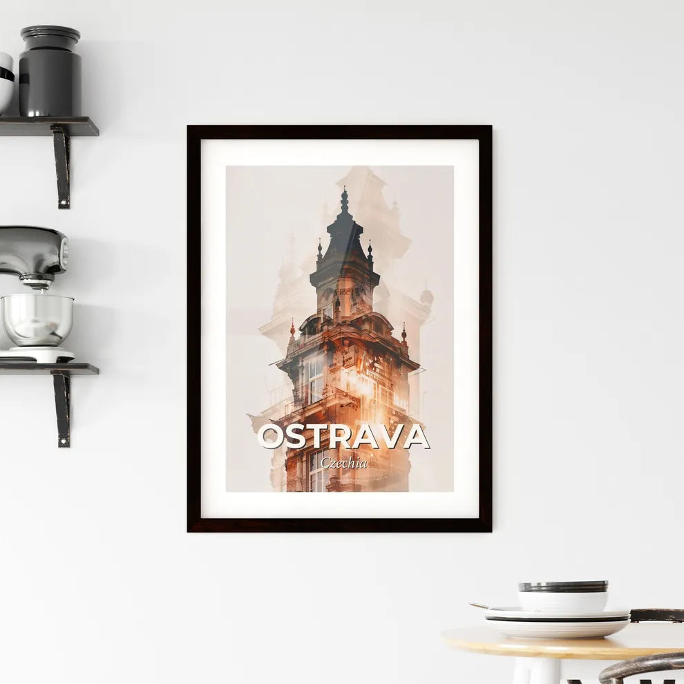 Ostrava Industrial Skyline Double Exposure Framed Print