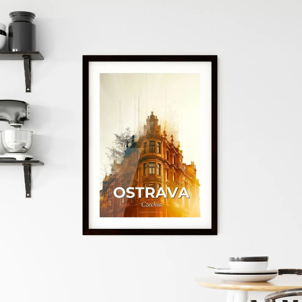 Ostrava Skyline Composite Art Poster Framed Print