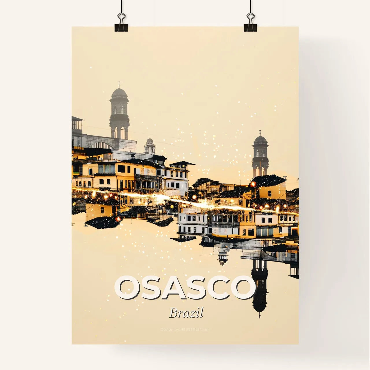 Osasco Skyline Double Exposure Night Sparkle Poster