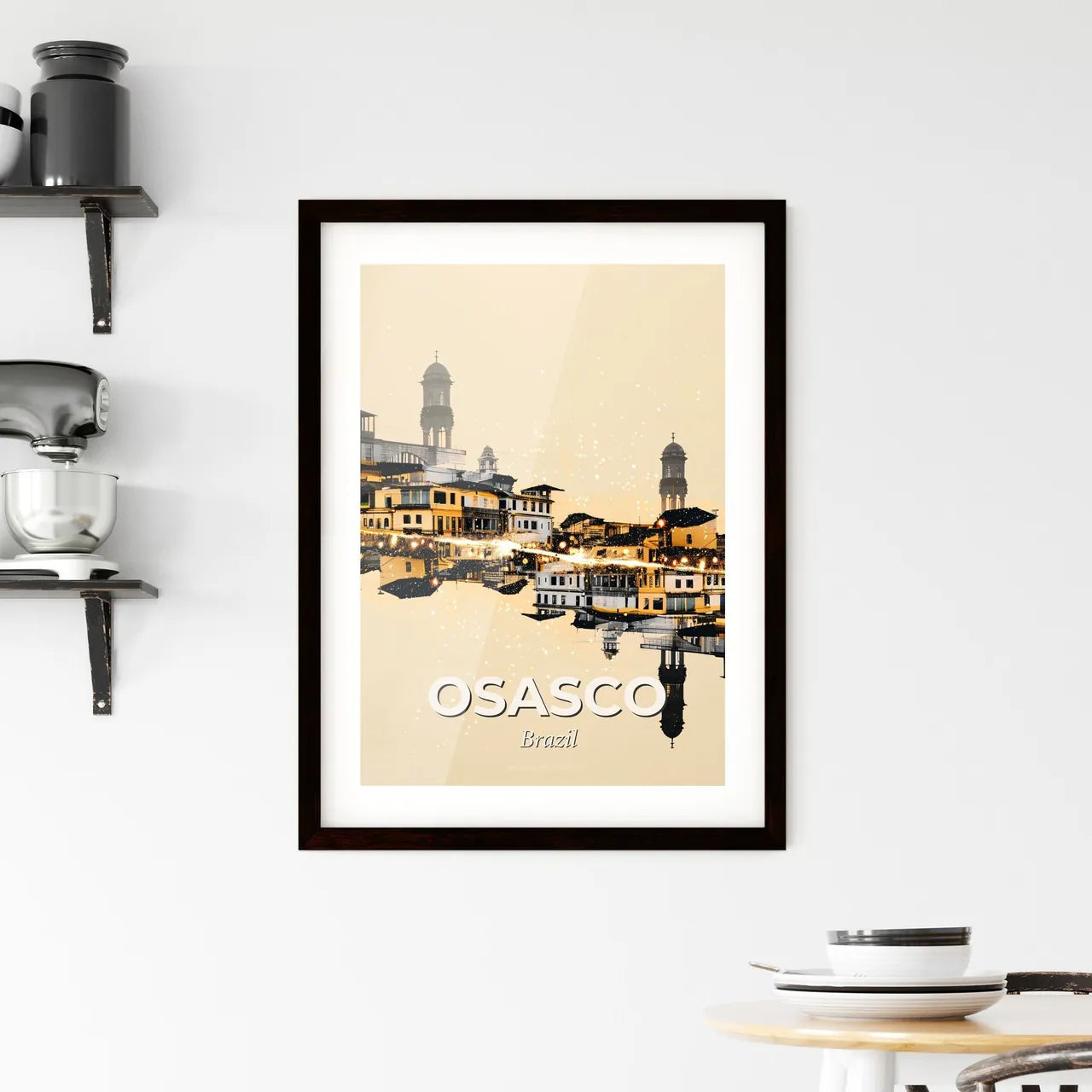 Osasco Skyline Double Exposure Night Sparkle Framed Print