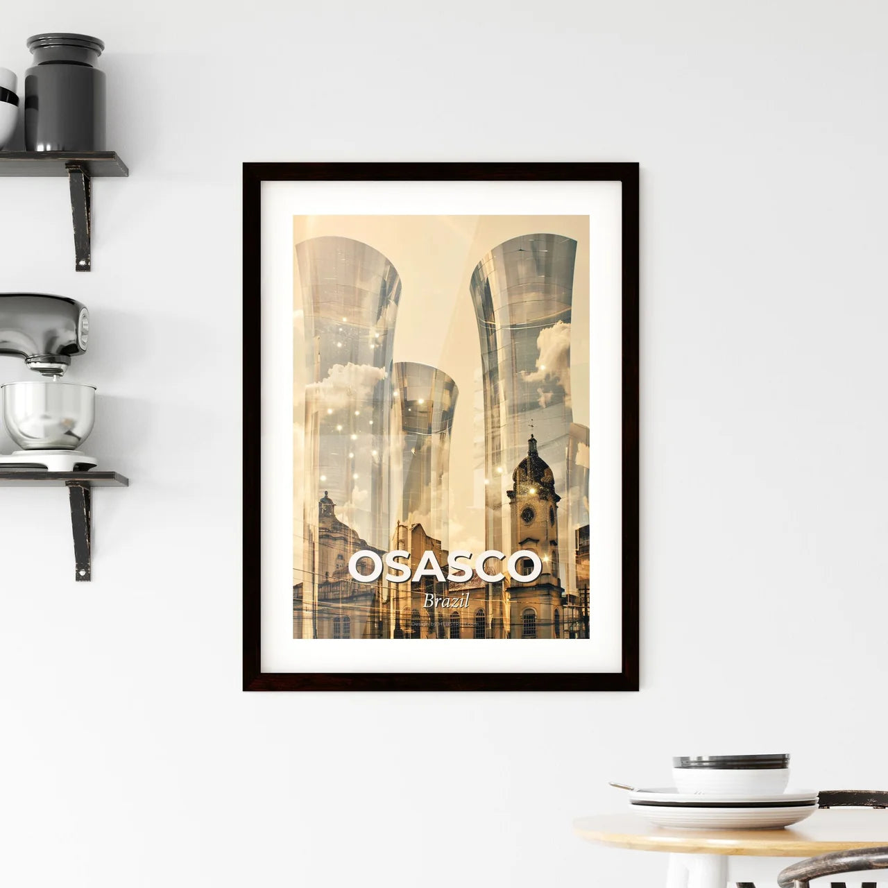Osasco Skyline Composite Art: Local Icons Framed Print