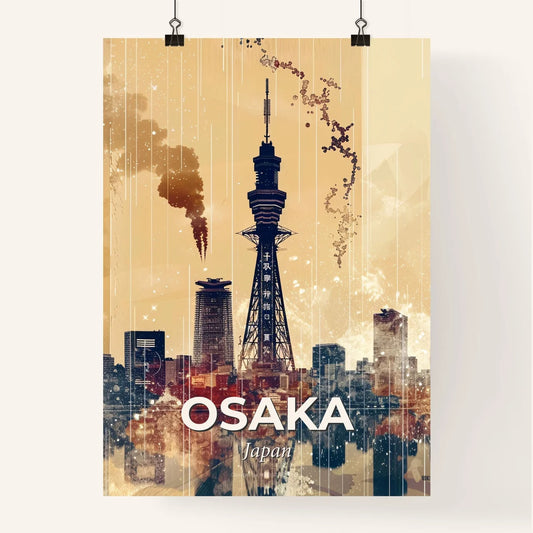 Osaka Skyline Beauty in Beige with Sparkles Poster