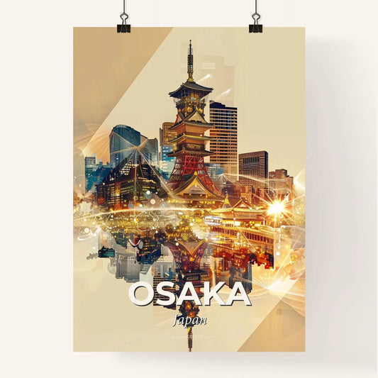 Osaka Skyline: Double Exposure Art Poster Poster