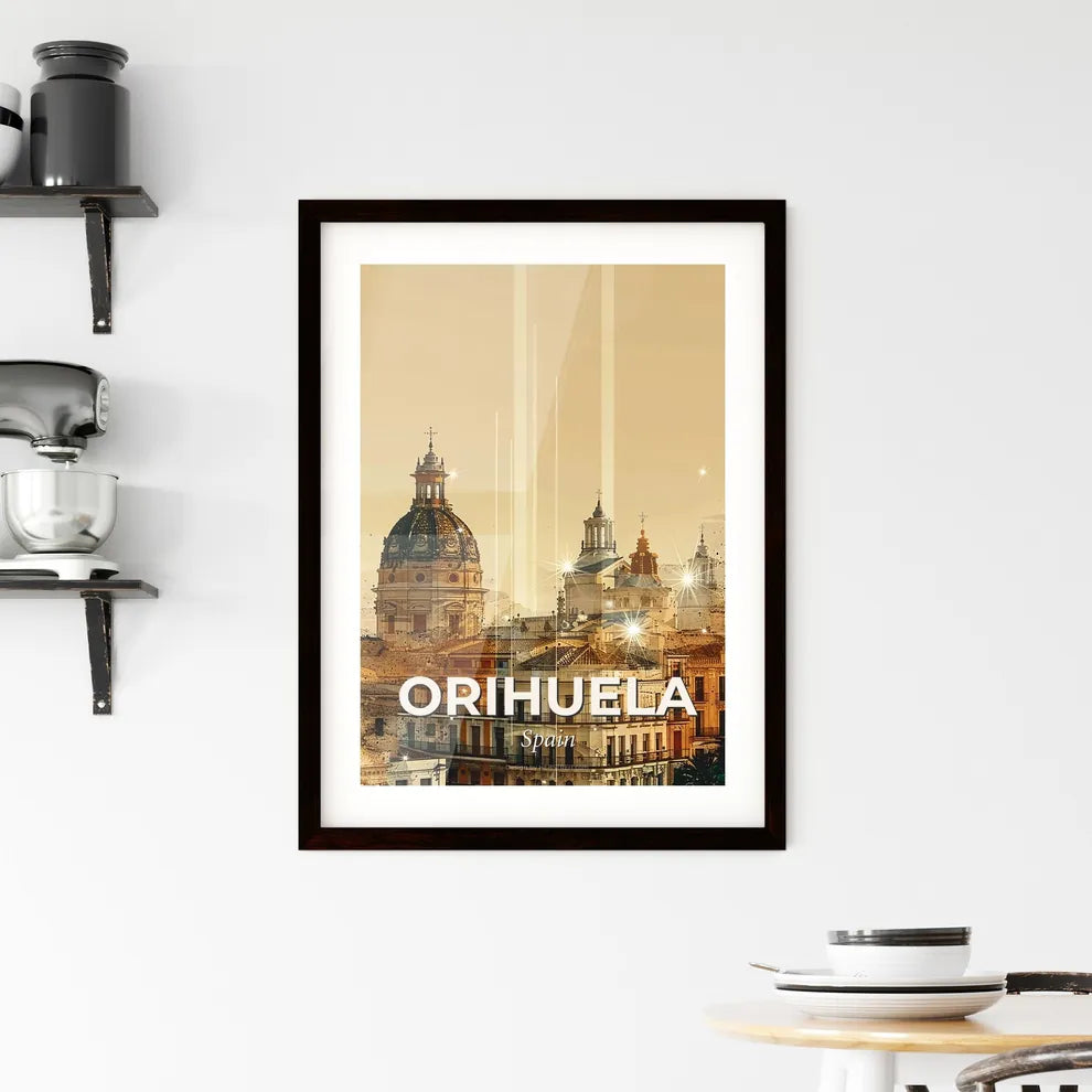 Orihuela Skyline Double Exposure Art Poster Framed Print