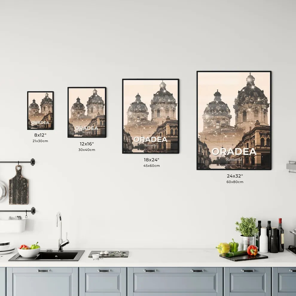 Oradea: Day and Night City Dreamscape Poster Office Art