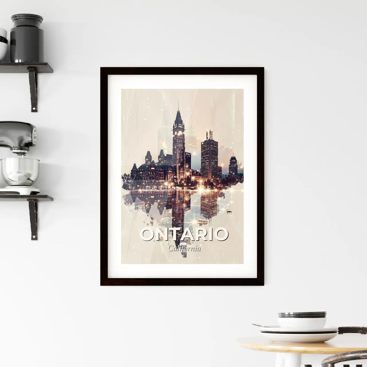 Ontario City Skyline Composite Art Poster Framed Print